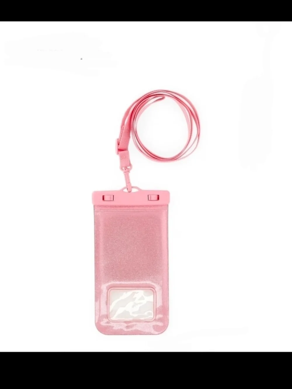 No Boundaries Pink Glitter Waterproof Phone Pouch with Lanyard NWT